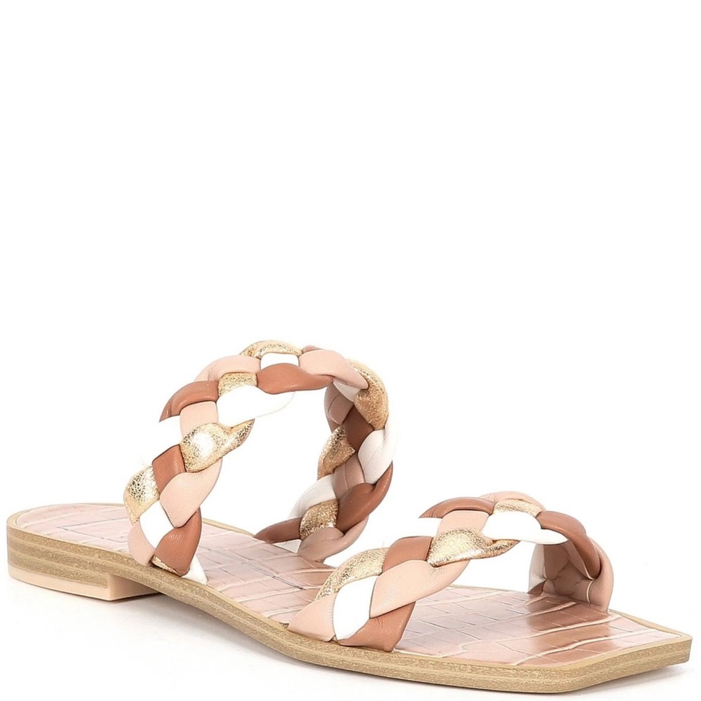 Dolce Vita Indy Braided Sandals in Cream and Gold